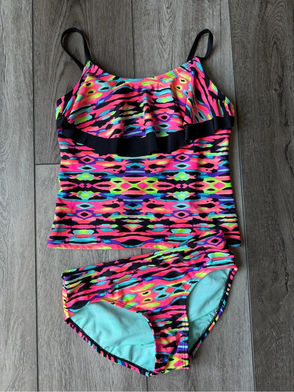 Justice- Vintage Multi-Color Tankini Two-Piece Swimsuit